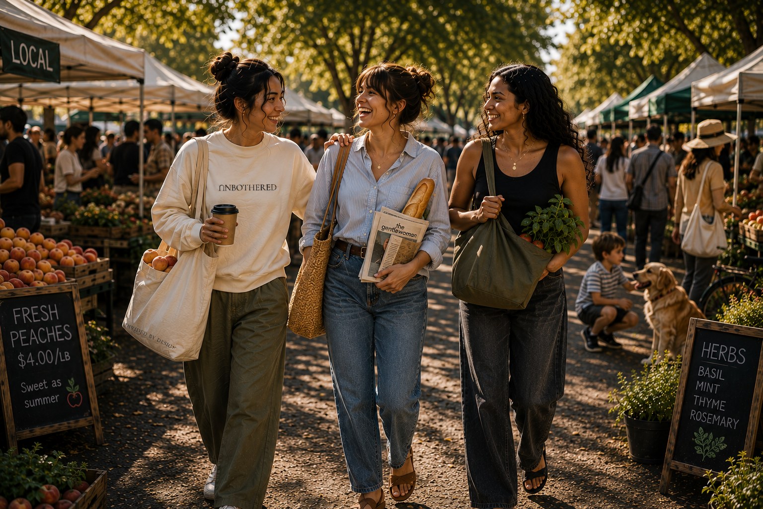 The market, three friends